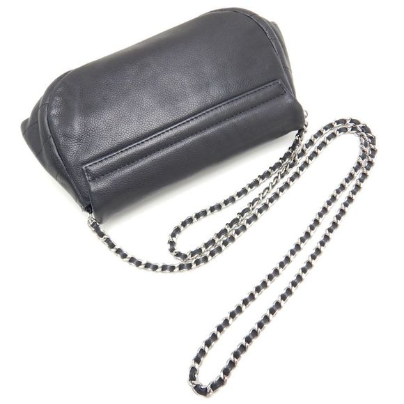 Chanel Half Moon Chain Wallet Caviar Skin Black Matelasse - Picture 2 of 6